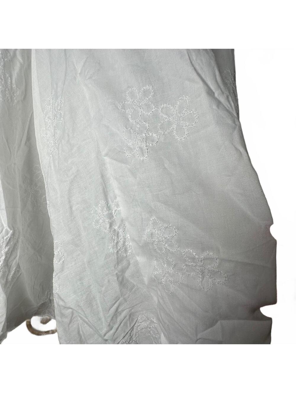 MKM Designs White Embroidered Floral Wrap Maxi Skirt Cottagecore Boho 2X Plus - Picture 7 of 9